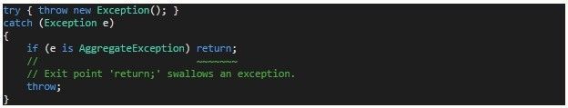 ErrorProne.NET Unobserved Exception in Generic Exception Handler 